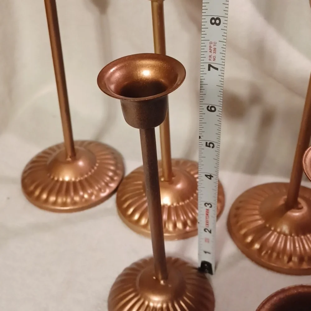 Elegant Bronze Color Metal Candle Holder Set 11 Candle Holders